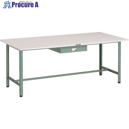 TRUSCO 軽荷重作業台(300kg)AE型 1800X900XH740 薄型1段引出し付 グリーン色 AE-1809UDC1 1台 ■▼183-3823