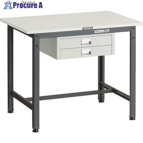 TRUSCO 軽荷重作業台(300kg)AE型 900X600XH740 薄型2段引出し付 ダークグレー色 AE-0960UDC2 DG 1台 ■▼183-3849