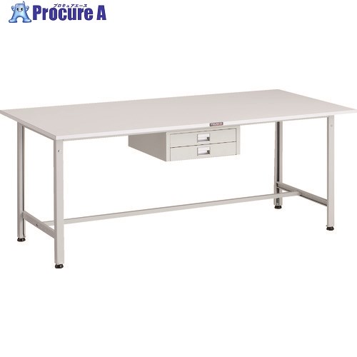 TRUSCO 軽荷重作業台(300kg)AE型 1800X900XH740 薄型2段引出し付 ホワイト色 AE-1809UDC2 W 1台 ■▼183-3858