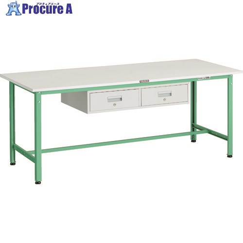 TRUSCO 軽荷重作業台(300kg)AE型 1800X750XH740 2列引出付 ヤンググリーン色 AE-1800FL2 YG 1台 ■▼183-3885 ｜プロキュアエース
