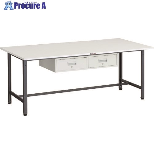 TRUSCO 軽荷重作業台(300kg)AE型 1800X900XH740 2列引出付 ダークグレー色 AE-1809FL2 DG 1台 ■▼183-3886