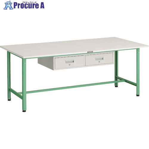 TRUSCO 軽荷重作業台(300kg)AE型 1800X900XH740 2列引出付 ヤンググリーン色 AE-1809FL2 YG 1台 ■▼183-3888