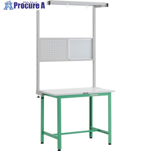 TRUSCO 軽荷重作業台(300kg)AE型 900X750XH1948(全高) ツールハンガーフルセット付 ヤンググリーン色 AE-0975THFS YG 1台 ■▼257-2253