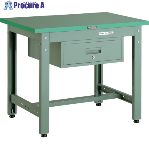 TRUSCO 中荷重作業台(800kg)GW型 900X600XH740 1段引出付 グリーン色 GWP-0960F1 1台 ■▼301-2069 28,837円