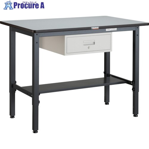 TRUSCO 軽荷重作業台高さ調節式(250kg)AWM型 900X600XH700～910 1段引出付 ダークグレー色 AWMP-0960F1 1台 ■▼301-5734 41,140円