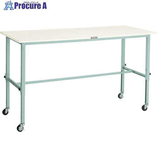 TRUSCO 軽荷重作業台高さ調節式(80kg)AEM型 1800X750XH719～1019 φ75キャスター付 ホワイト色 AEM-1800C75 W 1台 ■▼454-3297