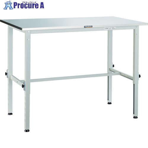 TRUSCO 軽荷重作業台高さ調節式(150kg)AEM型 1800X750XH650～950 ステンレス張り ホワイト色 AEM-1800SUS W 1台 ■▼454-3335