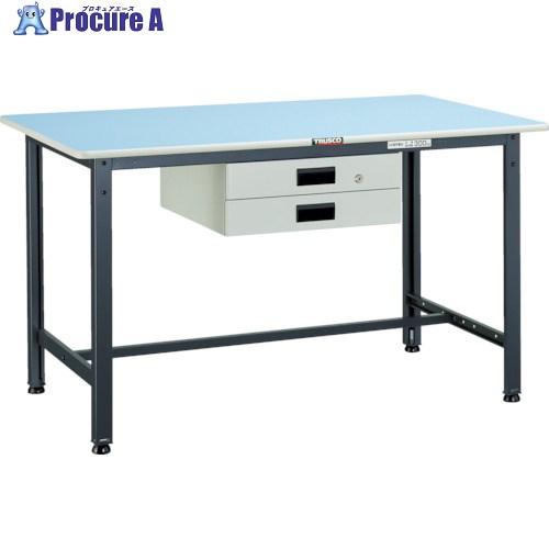 TRUSCO 軽掛け目御役目台(250kg)BE型 1200X750XH740 薄型2段引出付 うす暗い薄墨色色 BE-1275UDK2 1台 ■▼454-3661