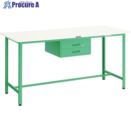 TRUSCO 軽荷重立作業台(300kg)HAE型 1800X900XH900 2段引出付 ヤンググリーン色 HRAE-1809F2 YG 1台 ■▼467-0493