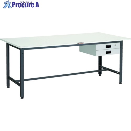 TRUSCO 軽荷重作業台(400kg)LEW型 1800X900XH740 薄型2段引出付 ダークグレー色 LEWP-1809UDK2 1台 ■▼467-1066
