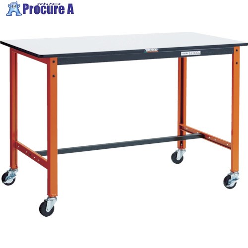 TRUSCO 軽荷重作業台(150kg)TFAEL型 900X600XH806 φ75キャスター付 オレンジ色 TFAEL-0960C75 1台 ■▼770-3562