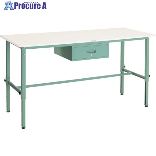 TRUSCO 軽荷重作業台高さ調節式(150kg)AEM型 1800X600XH650～950 1段引出付 グリーン色 AEM-1860F1 1台 ■▼285-0818 ｜プロキュアエース