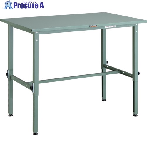 TRUSCO 軽荷重作業台高さ調節式(150kg)AEM型 1200X600XH650～950 基本タイプ グリーン色 SAEM-1260 (ｽﾁｰﾙﾃﾝﾊﾞﾝ) 1台 ■▼285-0869