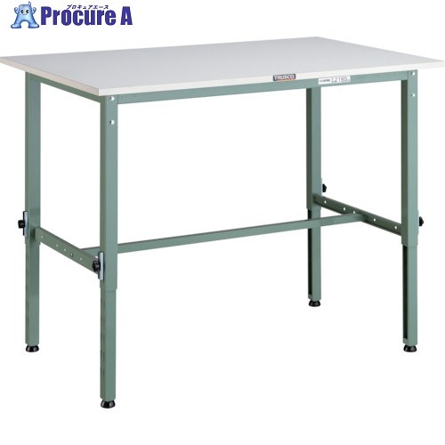 TRUSCO 軽荷重作業台高さ調節式(150kg)AEM型 1200X600XH650～950 基本タイプ グリーン色 AEM-1260 (ﾎﾟﾘｹｼｮｳﾃﾝﾊﾞﾝ) 1台 ■▼285-0974