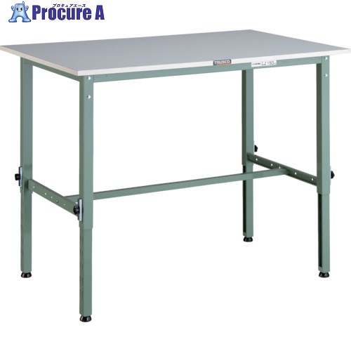TRUSCO 軽荷重作業台高さ調節式(150kg)AEM型 1200X600XH650～950 基本タイプ グリーン色 RAEM-1260 (ﾘﾉﾘｭｳﾑﾃﾝﾊﾞﾝ) 1台 ■▼285-1083
