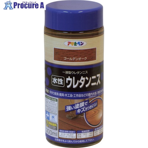 アサヒペン 水性ウレタンニス 300ML ゴールデンオーク 447586 6個 ■▼124-2461 【送料都度見積】｜プロキュアエース