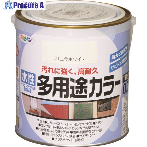 アサヒペン 水性多用途カラー0.7Lバニラホワイト 460738 6缶 ■▼128-3311 【送料都度見積】