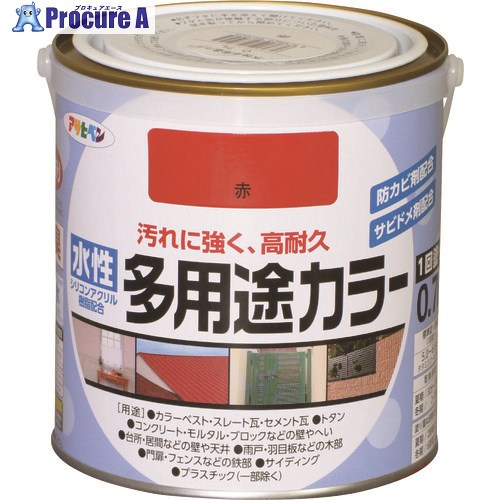 アサヒペン 水性多用途カラー0.7L赤 461025 6缶 ■▼128-3329 【送料都度見積】