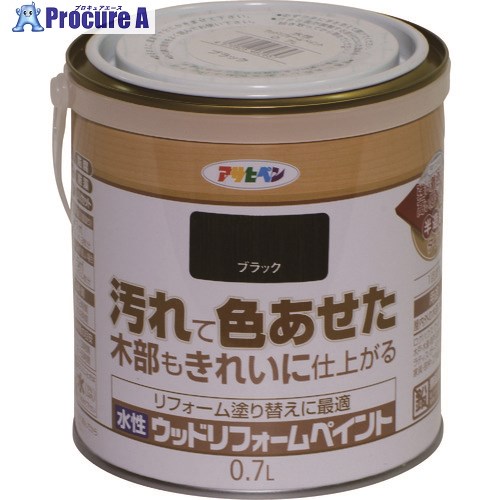アサヒペン 水性ウッドリフォームペイント 0.7L ブラック 462657 6缶 ■▼128-5847 【送料都度見積】 14,321円