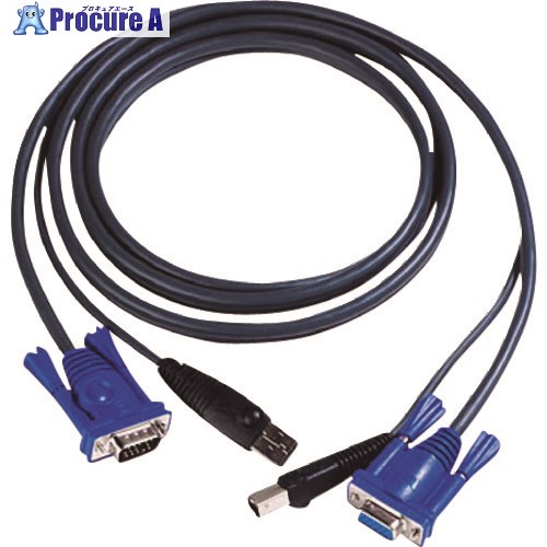 ATEN USB KVMケーブル (VGAオスメス＋USB A-B) 3m 2L-5003U 1本 ■▼201-5284 【送料都度見積】