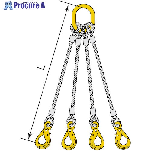 コンドーテック 4点吊JISロック止ワイヤ φ12×6M HJJ・HMG 05224KGJJ126 1組 ■▼587-0001 【送料都度見積】