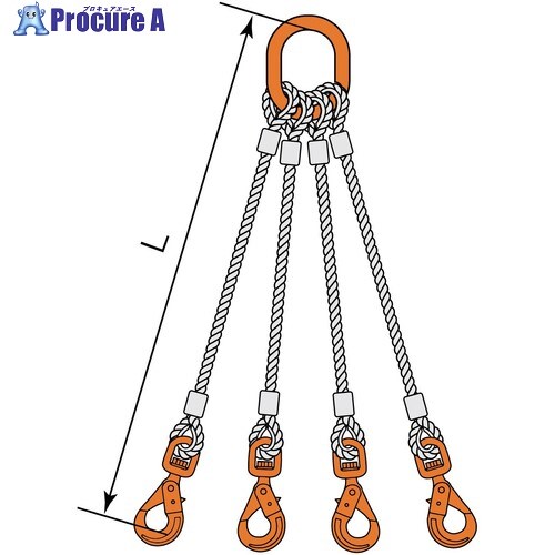 コンドーテック 4点吊JISロック止ワイヤ φ12×8M WLHW・M8W 05224PMPW128 1組 ■▼589-3104 【送料都度見積】