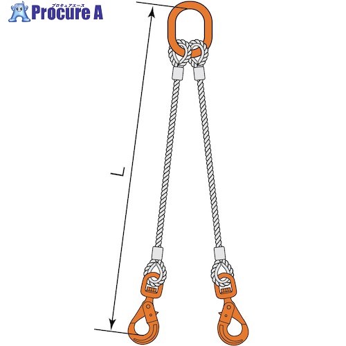コンドーテック 2点吊JISロック止ワイヤ φ9×5M WLHW・A8W 05222PAPW095 1組 ■▼589-3832 【送料都度見積】