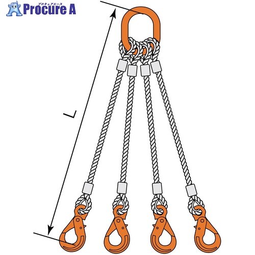 コンドーテック 4点吊JISロック止ワイヤ φ18×2M LHW・M8W 05224PMPL182 1組 ■▼589-4436 【送料都度見積】