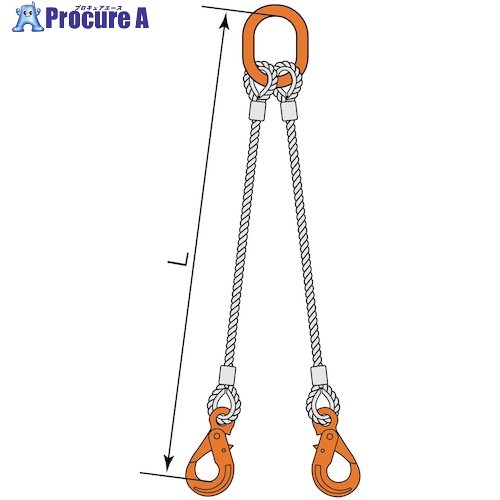 コンドーテック 2点吊JISロック止ワイヤ φ16×6M LHW・A8W 05222PAPL166 1組 ■▼589-4509 【送料都度見積】