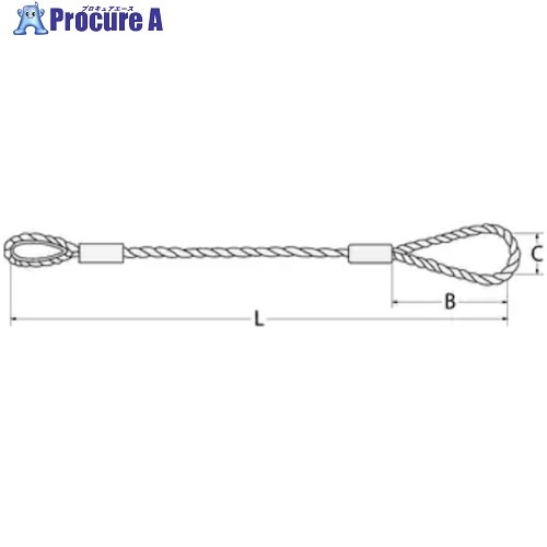 コンドーテック JISロック止ワイヤ φ14×8M 片コース片ワサ自然280 05220148 1本 ■▼612-3277 【送料都度見積】
