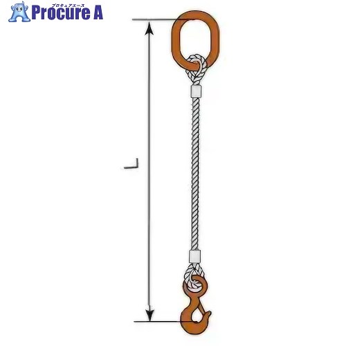 コンドーテック JISロック止ワイヤ 12mm 楕円リング 環付きフック 1.0t 塗装 φ12×1.5M T01S・A1012S 05221RDFT121S5 1組 ■▼612-4633 【送料都度見積】