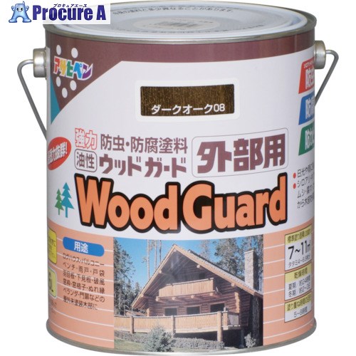 アサヒペン ウッドガード外部用 1.6L ダークオーク 546128 6缶 ■▼124-4057 【送料都度見積】