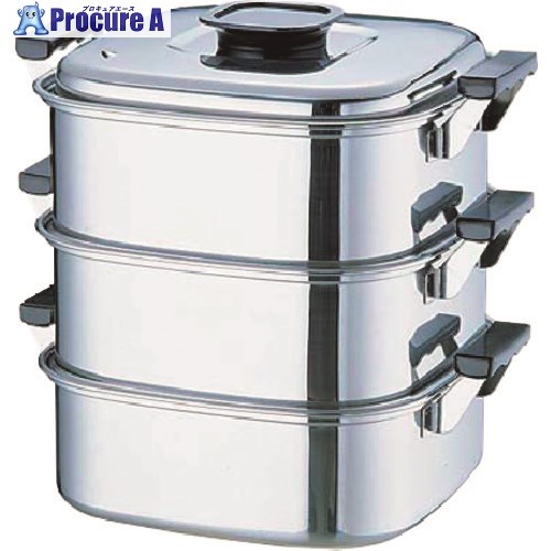TKG PE 18-0角型蒸器 22糎 3段 AMS69223 1個 ■▼138-4737 【貨物輸送都度積もり書き】