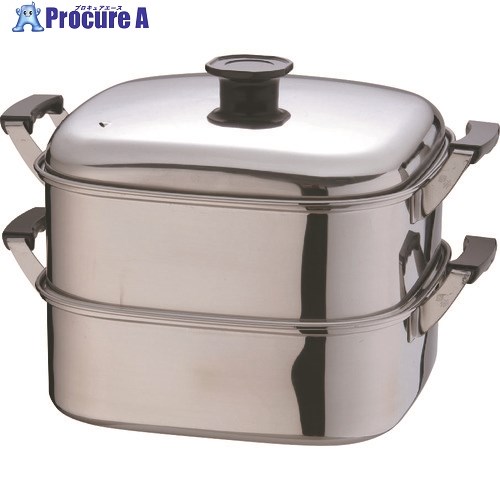 TKG デンサン (T)18-8角型蒸器 29cm 2段 AMS68292 1個 ■▼186-2521 【代引決済不可】【送料都度見積】