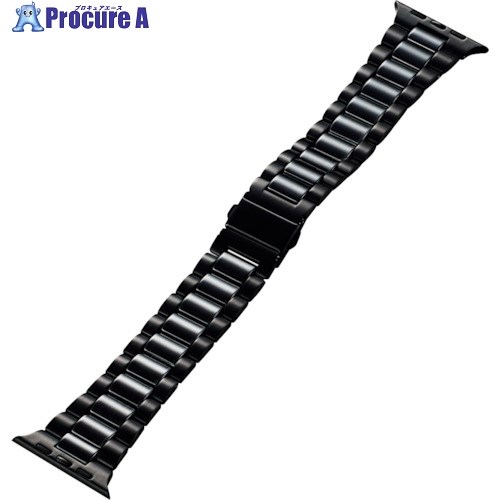 ELECOM Apple Watch 45/44/42mm用バンド セラミック ステンレス 3連タイプ ブラック AW-44BDCE3BK 1本 ■▼370-1312