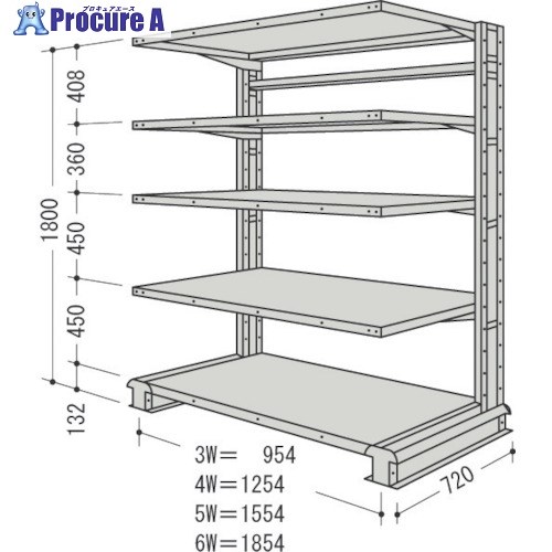 NF スチール製軽中量ボルトレス棚 キャンチラック単式増結1連 間口1554×奥行720×高さ1800mm 5段 CR65L-S5B 1台 ■▼135-8680 【送料都度見積】