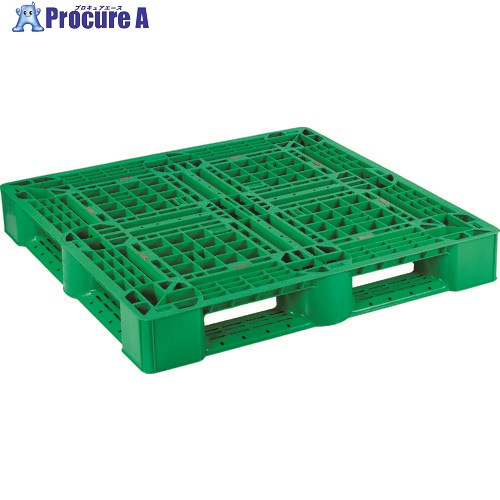 NPC プラスチックパレットSLA-1111 片面四方差し グリーン SLA-1111-GR 1枚 ■▼452-5084 【代引決済不可】