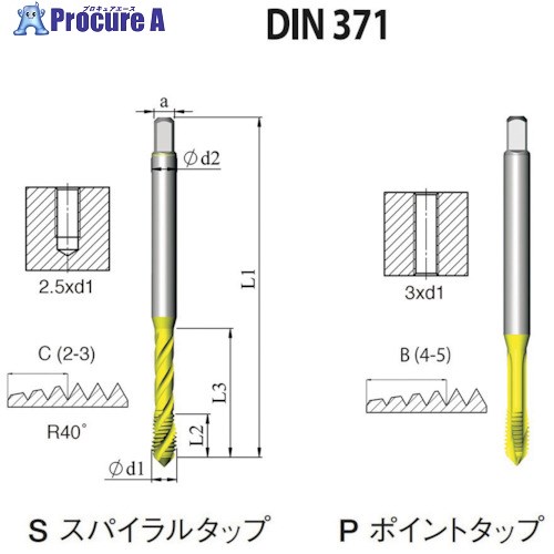 NOGA DIN-371 一般用スパイラルタップ10-32UNF XT5 SD1C1032UNF2B5X 10本 ■▼504-9711 【送料都度見積】