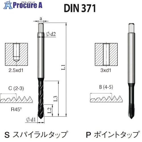NOGA DIN-371 高機能HPCスパイラルタップ3/8-24UNFXT3 SD1C37524UNF2X3 5本 ■▼505-1255 【送料都度見積】