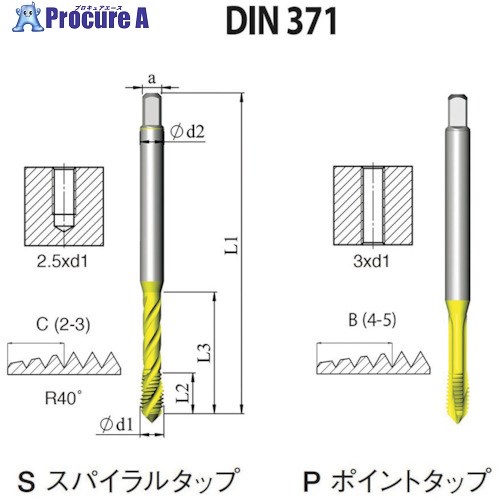 NOGA DIN-371 一般用スパイラルタップ1/4-20UNC XT5 SD1C25020UNC2B5 10本 ■▼505-2818 【送料都度見積】