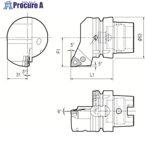 京セラ 複合加工機用旋削工具 外径・端面加工用ホルダ PWLN T63H-PWLNR-DX08 1個 ■▼553-2281 【送料都度見積】 ●MA515