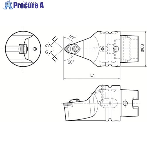 京セラ 複合加工機用旋削工具 外径・端面加工用ホルダ WWMN T63H-WWMNN-H08 1個 ■▼553-2400 【送料都度見積】 ●MA515