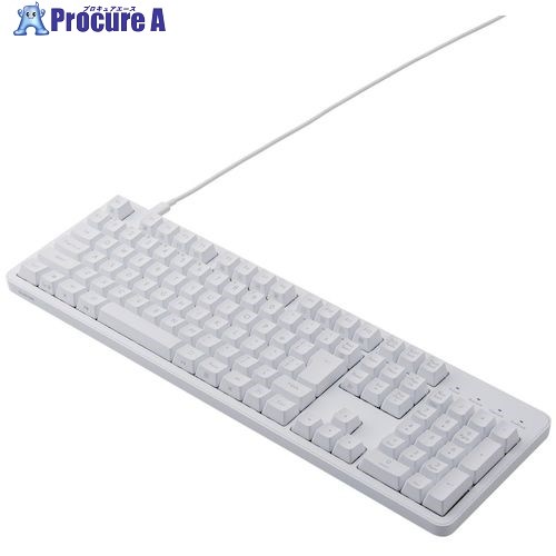 ELECOM メカニカルキーボード 有線 USB Type-C着脱式 フルサイズ 茶軸 ホワイト TK-MC50UKTWH 1個 ■▼612-3389