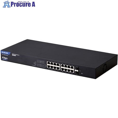 ELECOM 法人向けスイッチングハブ WEBスマート Giga PoE 16ポート 3年保証 EHB-SG2C16F-PL 1台 ■▼612-3585 |プロキュアエース