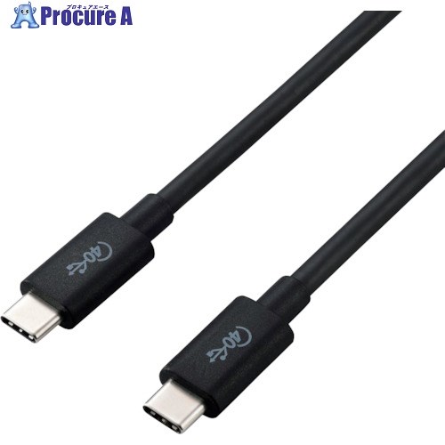 ELECOM USB4ケーブル C-Cタイプ 認証品 PD対応 40Gbps 0.8m ブラック USB4-CC5P08BK 1本 ■▼338-3403
