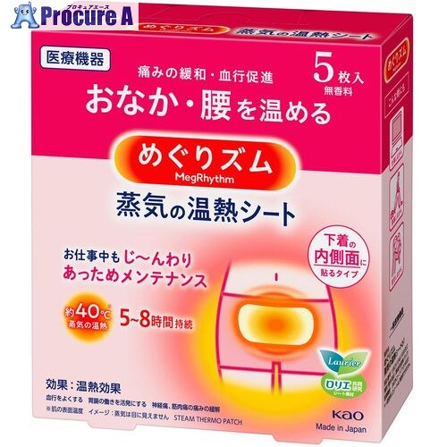 Kao めぐりズム蒸気の温熱シート 下着の内側面に貼る 5枚入 245496 24箱 ■▼559-0847 【送料都度見積】