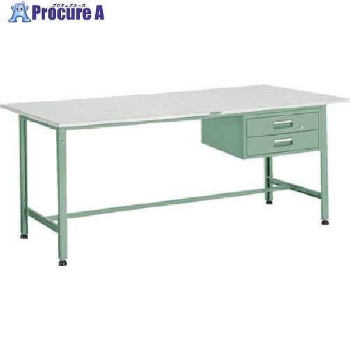 TRUSCO 軽荷重作業台(300kg)AE型 900X750XH740 2段引出付 グリーン色 RAE-0975F2 (リノリュームテンバン) 1台 ■▼278-4521 |プロキュアエース
