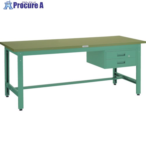 TRUSCO 中荷重作業台(800kg)GW型 900X600XH740 2段引出付 グリーン色 GWR-0960F2 1台 ■▼301-2182