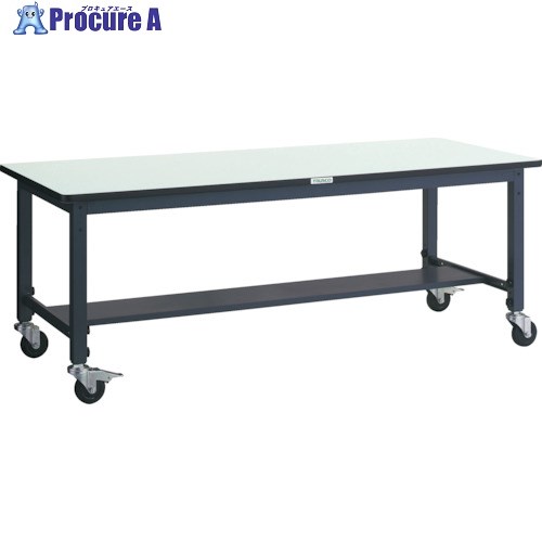 TRUSCO 軽荷重作業台高さ調節式(100kg)AWM型 1800X900XH806~1016 φ100キャスター付 ダークグレー色 AWMP-1890C100 1台 ■▼303-1853 |プロキュアエース