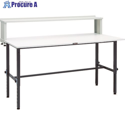 TRUSCO 軽荷重作業台高さ調節式(150kg)AEM型 1800X900XH954～1254(全高) 上棚付 ダークグレー色 AEM-1809YURB DG 1台 ■▼868-8646